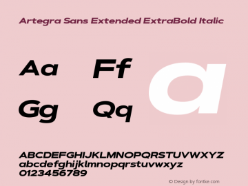 ArtegraSansExtended-ExtBdIta Version 1.00;com.myfonts.easy.artegra.artegra-sans.extend-extrabold-italic.wfkit2.version.4KqS图片样张