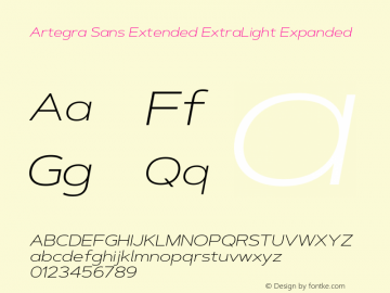 ArtegraSansExtended-ExtLt Version 1.00;com.myfonts.easy.artegra.artegra-sans.extend-extralight-italic.wfkit2.version.4Kr3图片样张