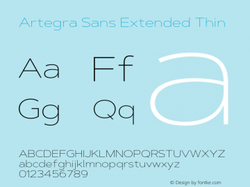 ArtegraSansExtended-Thin Version 1.00;com.myfonts.easy.artegra.artegra-sans.extend-thin.wfkit2.version.4Kon图片样张