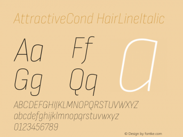 AttractiveCond HairLineItalic Version 3.001图片样张