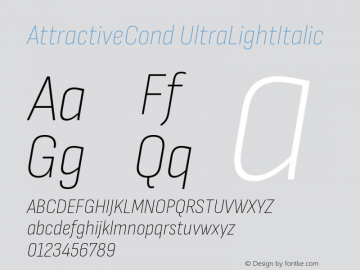 AttractiveCond UltraLightItalic Version 3.001图片样张