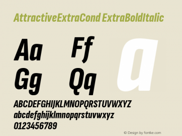 AttractiveExtraCond ExtraBoldItalic Version 3.001图片样张