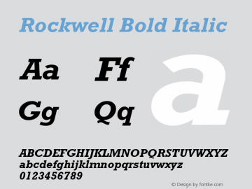 Rockwell Bold Italic 0.70 Font Sample