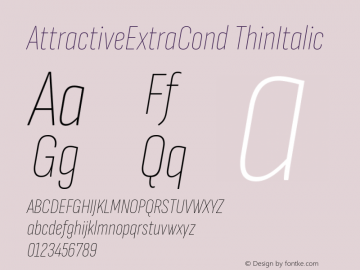 AttractiveExtraCond ThinItalic Version 3.001图片样张