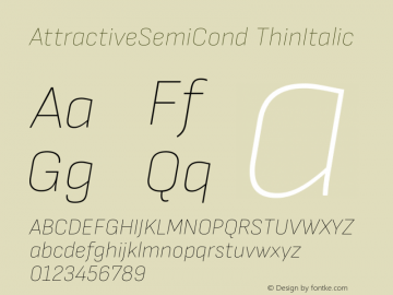 AttractiveSemiCond ThinItalic Version 3.001图片样张