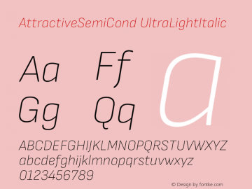 AttractiveSemiCond UltraLightItalic Version 3.001图片样张