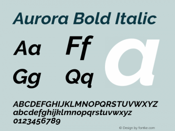 Aurora Bold Italic Version 3.00 February 26, 2017图片样张