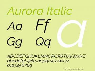 Aurora Italic Version 3.00 February 26, 2017图片样张