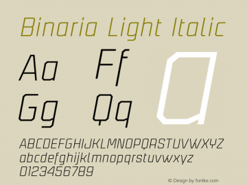 Binaria-LightItalic Version 001.001 ;YWFTv17图片样张