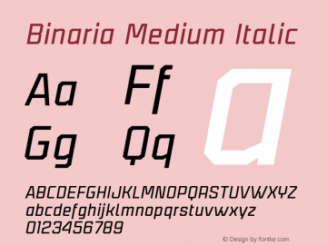 Binaria Medium Italic Version 001.001 ;YWFTv17图片样张