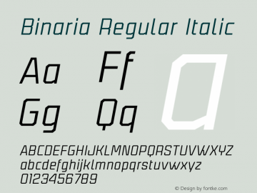 Binaria-RegularItalic Version 001.001 ;YWFTv17图片样张