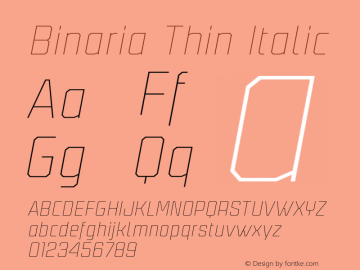 Binaria-ThinItalic Version 001.001 ;YWFTv17图片样张