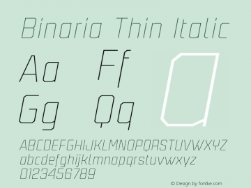 Binaria Thin Italic Version 001.001 ;YWFTv17图片样张