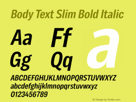 BodyText-SlimBoldItalic Version 1.006图片样张