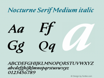 Nocturne Serif Medium italic Version 1.000;PS 001.000;hotconv 1.0.88;makeotf.lib2.5.64775图片样张