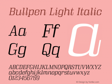 BullpenLt-Italic Version 5.002图片样张