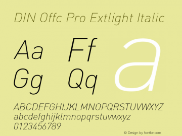 DIN Offc Pro Extlight Italic Version 7.504; 2015; Build 1021图片样张