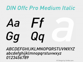 DIN Offc Pro Medium Italic Version 7.504; 2009; Build 1022图片样张