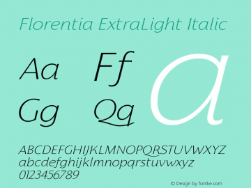Florentia ExtraLight Italic Version 1.000图片样张
