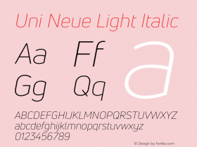 UniNeueLight-Italic Version 1.0图片样张