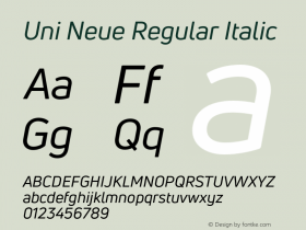 UniNeueRegular-Italic Version 1.0图片样张