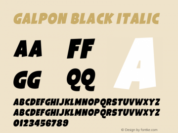 Galpon Black Italic Version 1.000;PS 001.000;hotconv 1.0.70;makeotf.lib2.5.58329 DEVELOPMENT图片样张