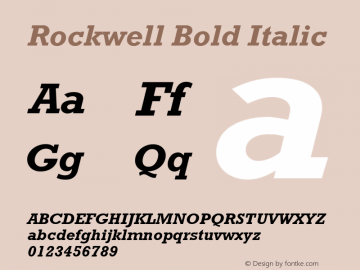 Rockwell Bold Italic 001.000 Font Sample