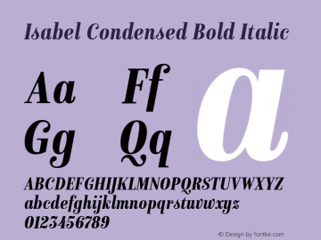 Isabel Condensed Bold-Italic Version 1.000图片样张