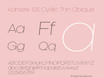 Kamerik105Cyrillic-ThinOblique Version 1.001图片样张