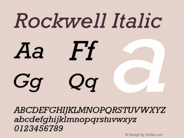 Rockwell Italic 001.000 Font Sample