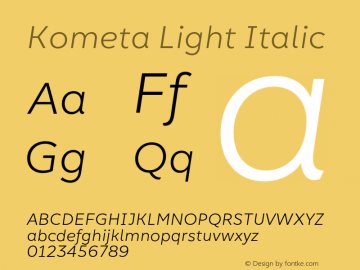 Kometa-LightItalic Version 1.790图片样张