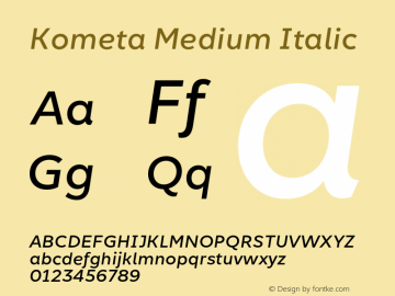 Kometa-MediumItalic Version 1.790图片样张