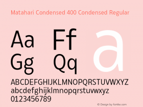 MatahariCondensed-400CondReg Version 1.000;YWFTv17图片样张