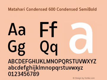 MatahariCondensed-600CnSmBd Version 1.000;YWFTv17图片样张