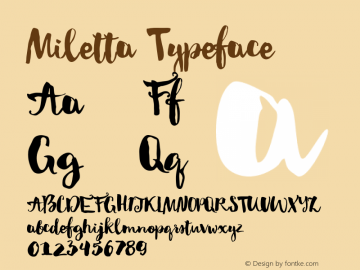 Miletta Typeface Version 1.000;PS 001.000;hotconv 1.0.70;makeotf.lib2.5.58329图片样张