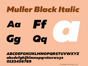 Muller Black Italic Version 1.000;PS 001.000;hotconv 1.0.88;makeotf.lib2.5.64775图片样张