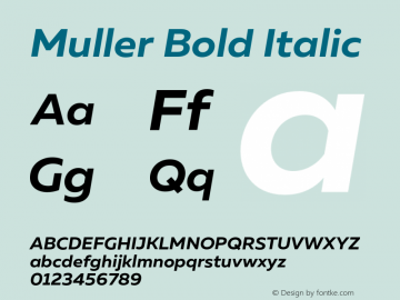 Muller Bold Italic Version 1.000;PS 001.000;hotconv 1.0.88;makeotf.lib2.5.64775图片样张