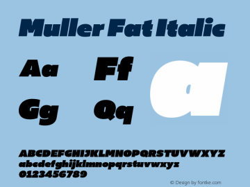 Muller Fat Italic Version 1.000;PS 001.000;hotconv 1.0.88;makeotf.lib2.5.64775图片样张
