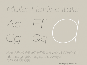 Muller Hairline Italic Version 1.000;PS 001.000;hotconv 1.0.88;makeotf.lib2.5.64775图片样张