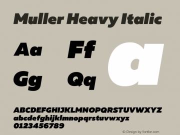Muller Heavy Italic Version 1.000;PS 001.000;hotconv 1.0.88;makeotf.lib2.5.64775图片样张