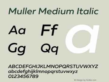 Muller Medium Italic Version 1.000;PS 001.000;hotconv 1.0.88;makeotf.lib2.5.64775图片样张