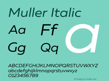 Muller Regular Italic Version 1.000;PS 001.000;hotconv 1.0.88;makeotf.lib2.5.64775图片样张