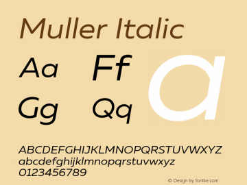 Muller Regular Italic Version 1.000图片样张