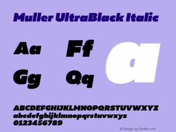 Muller UltraBlack Italic Version 1.000;PS 001.000;hotconv 1.0.88;makeotf.lib2.5.64775图片样张