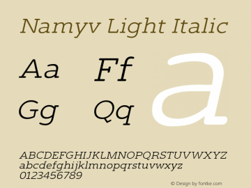 Namyv-LightItalic Version 1.000图片样张