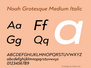 Noah Grotesque Medium Italic Version 1.000;PS 001.000;hotconv 1.0.88;makeotf.lib2.5.64775图片样张