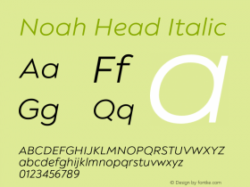 Noah Head Regular Italic Version 1.000;PS 001.000;hotconv 1.0.88;makeotf.lib2.5.64775图片样张