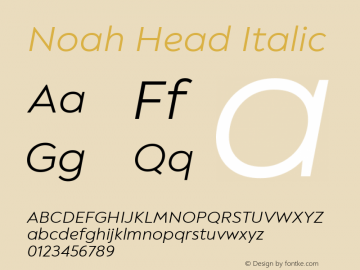 Noah Head Regular Italic Version 1.000; ttfautohint (v1.8)图片样张