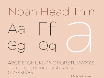Noah Head Thin Version 1.000;PS 001.000;hotconv 1.0.88;makeotf.lib2.5.64775图片样张