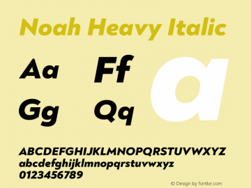 Noah Heavy Italic Version 1.000图片样张